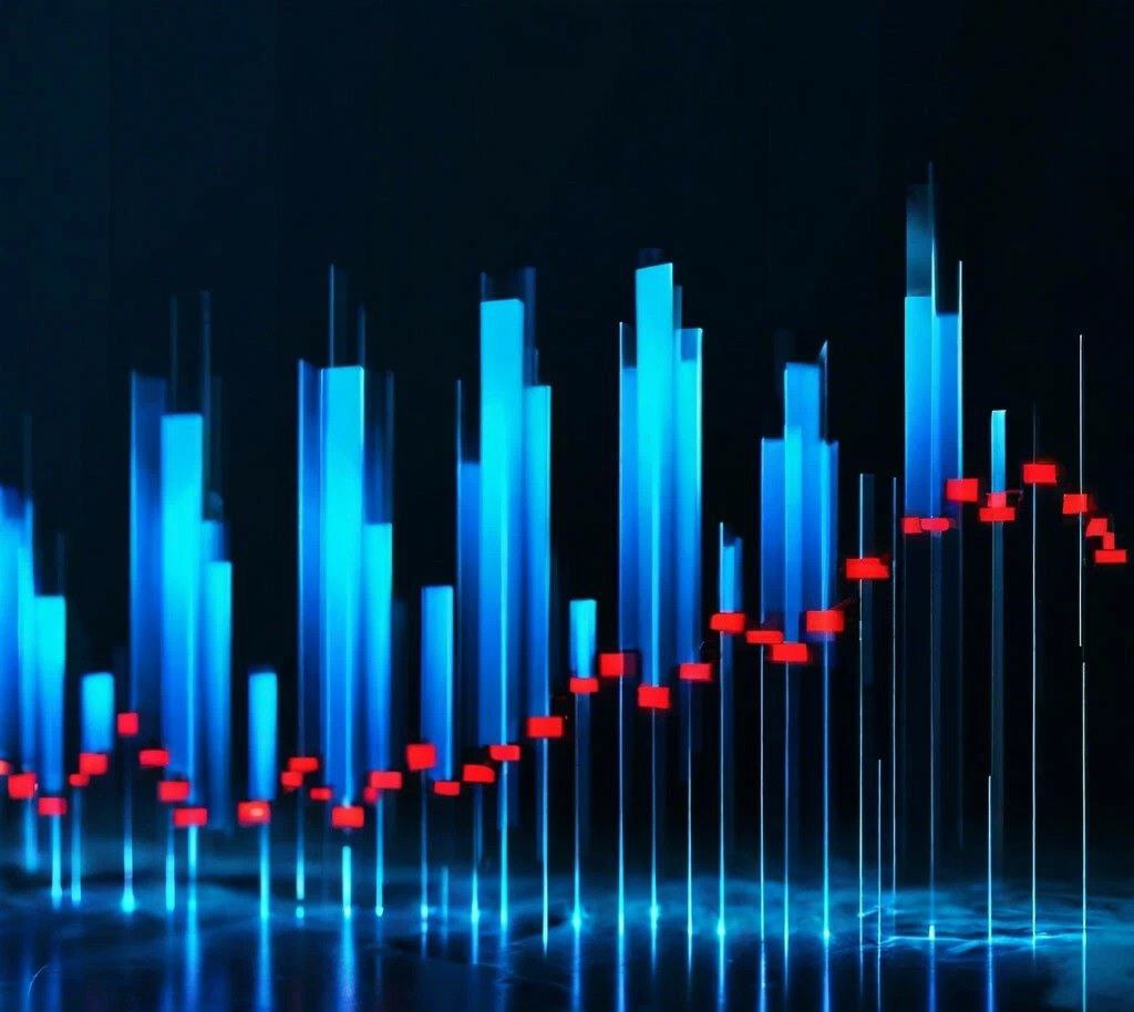 График роста и падения стоимости акций или криптовалюты — метафора инвестиционной привлекательности и рентабельности солнечной энергетики.